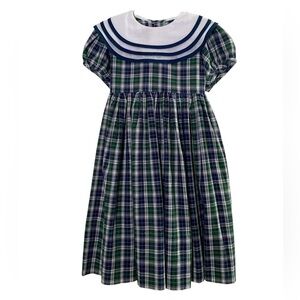 Mon's Child Retro Girl's Blue Tartan Plaid Dress
